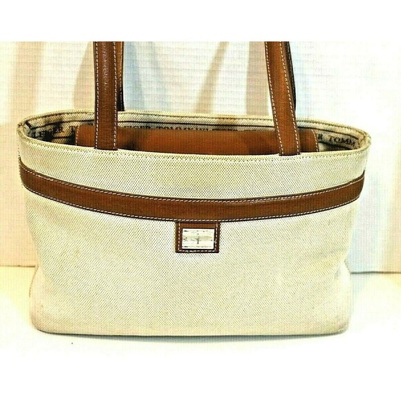 Tommy Hilfiger Shoulder Bag Vintage Tan Brown Canvas Purse Leather Handbag - Picture 2 of 10